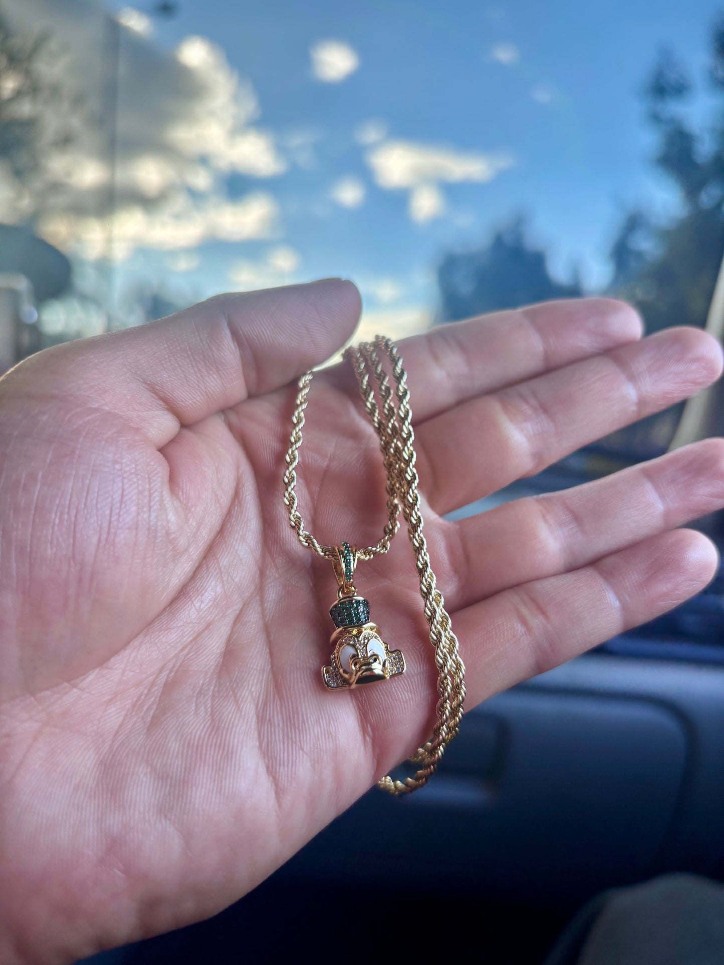 Cadena Lazo (60cm 4mm) + Dije Tío Rico en Oro Laminado 18K