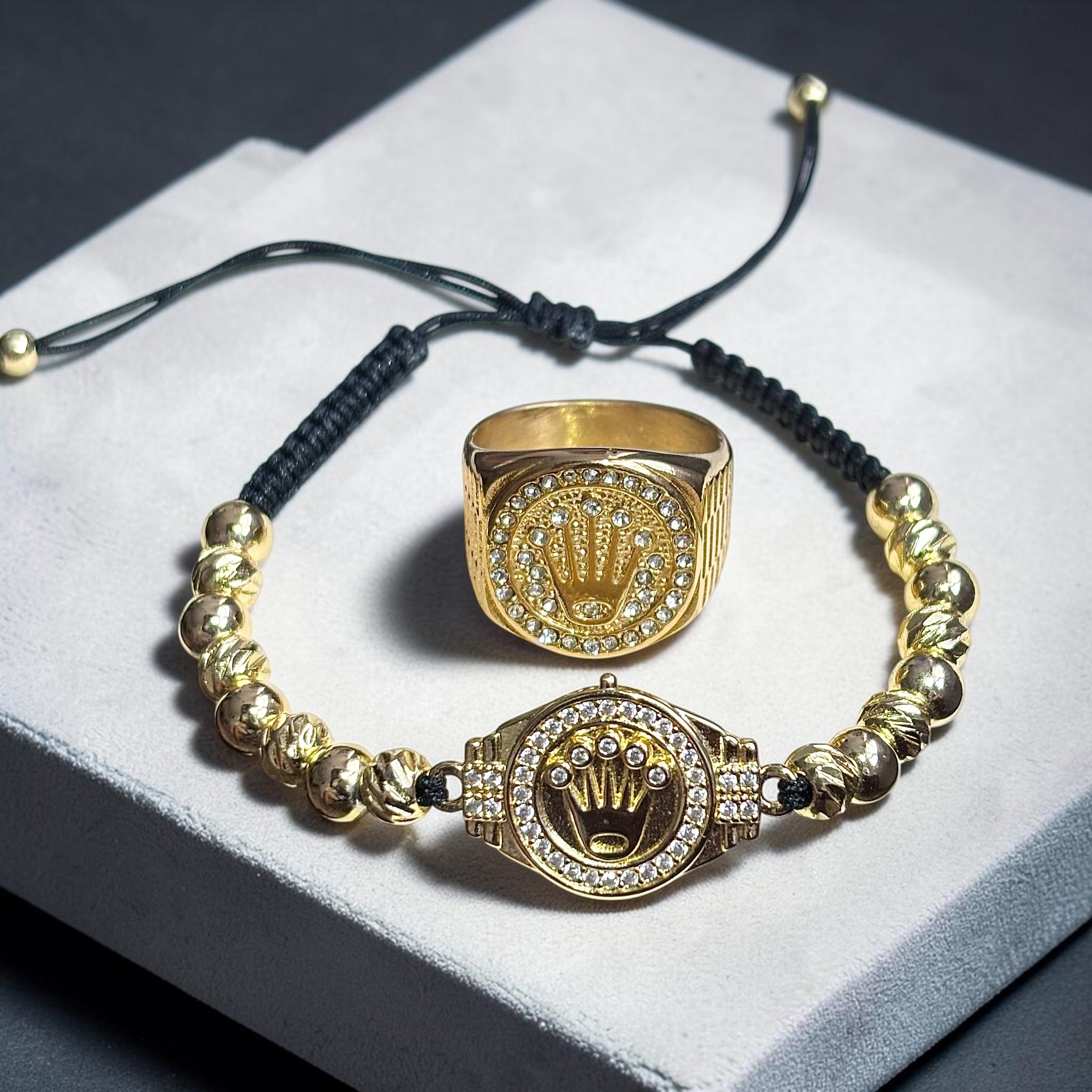 Set Rolex Premium 18K – Anillo + Pulsera en Oro Laminado