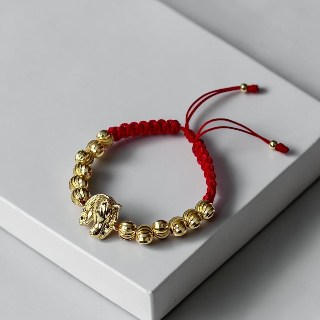 Pulsera Caballo Imperial Hilo Rojo en Oro Laminado 18K 🐎❤️