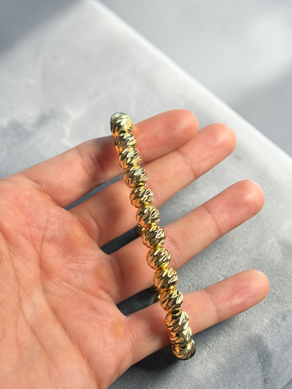Pulsera Balines Diamantados 8mm y 6mm en Oro Laminado 18K