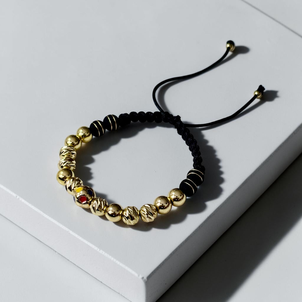 Pulsera Balón Tricolor en Oro Laminado 18K