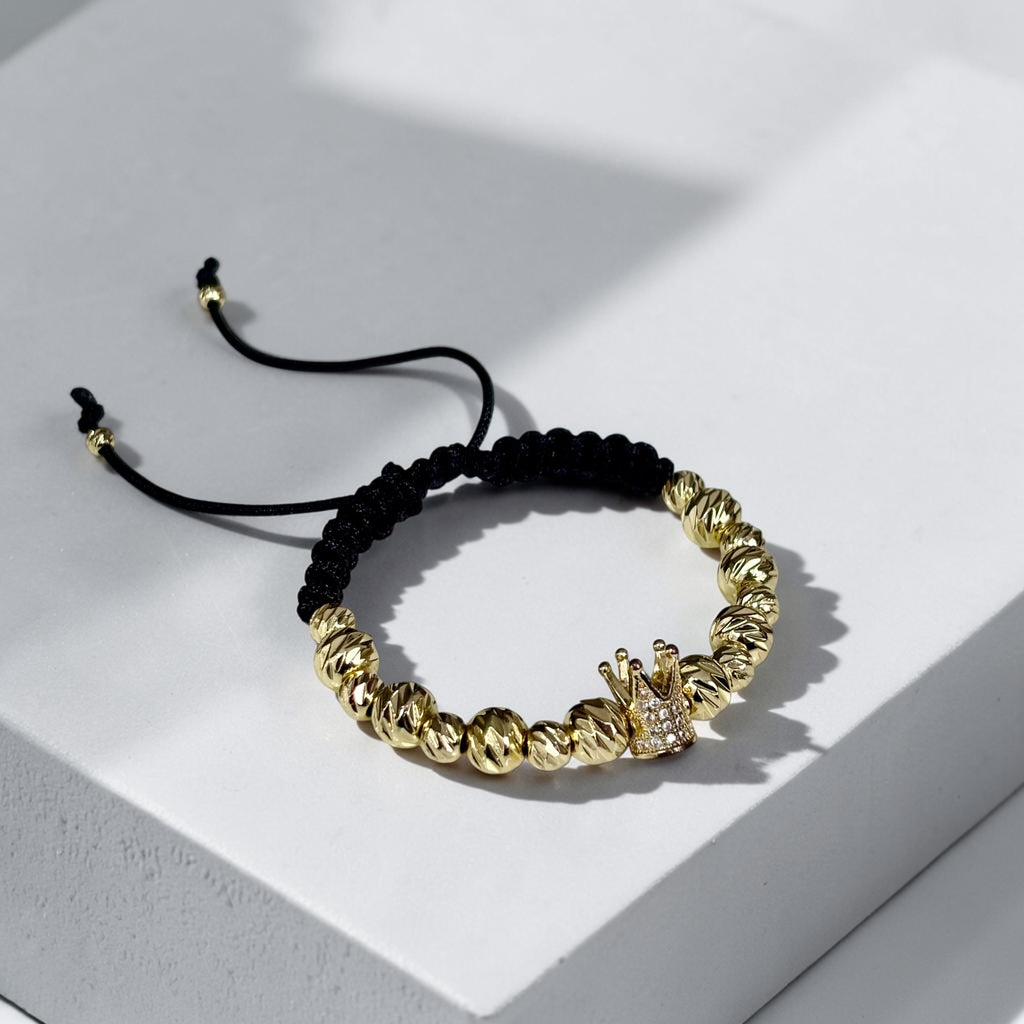 Pulsera Corona con Circonias Oro Laminado 18K