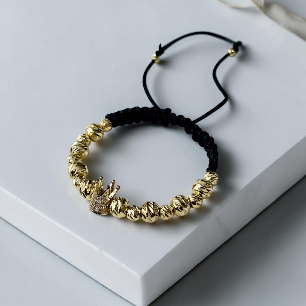 Pulsera Corona con Circonias Oro Laminado 18K