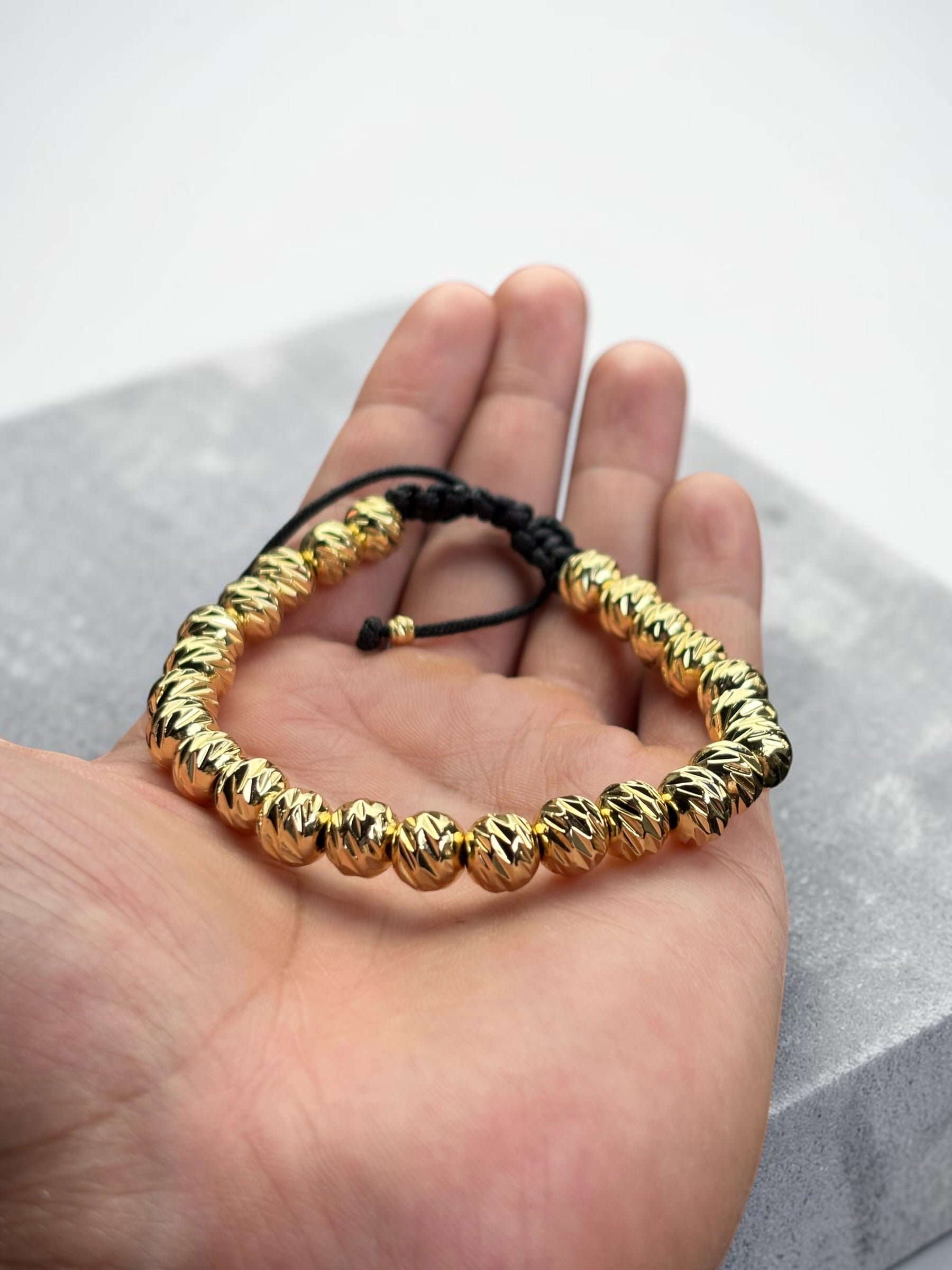 Pulsera Balines Diamantados 8mm y 6mm en Oro Laminado 18K