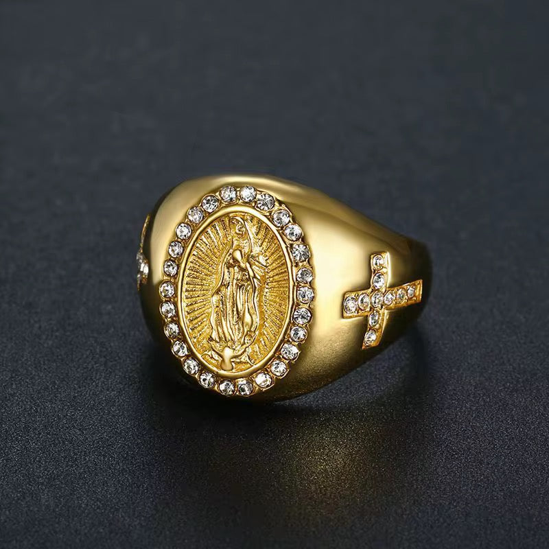 Anillo Virgen María en Oro Laminado 18K para Hombre