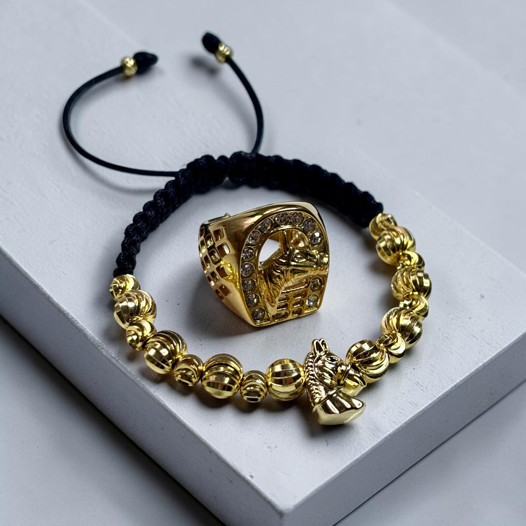 Combo Agropecuario 🐎 Anillo + Pulsera en Oro Laminado 18K