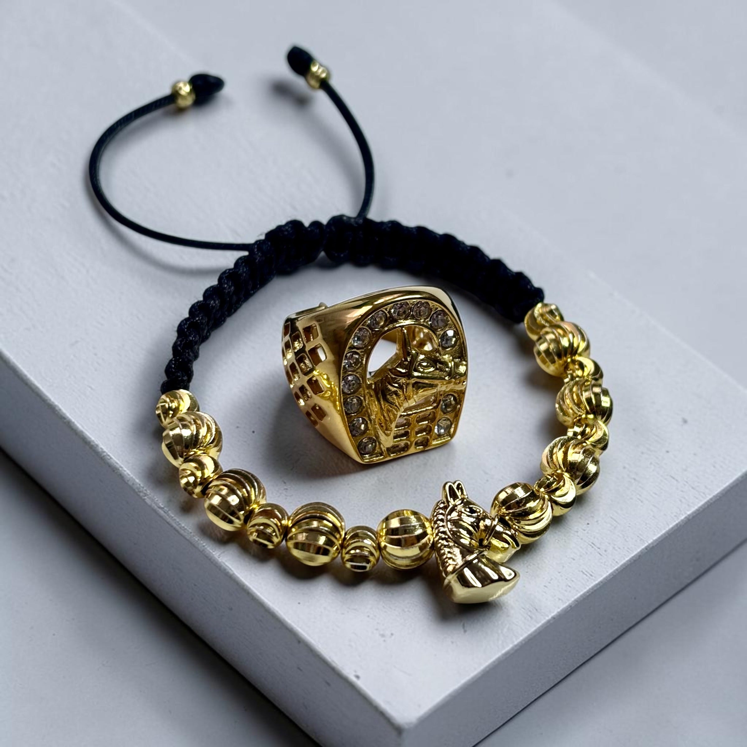 Combo Agropecuario 🐎 Anillo + Pulsera en Oro Laminado 18K