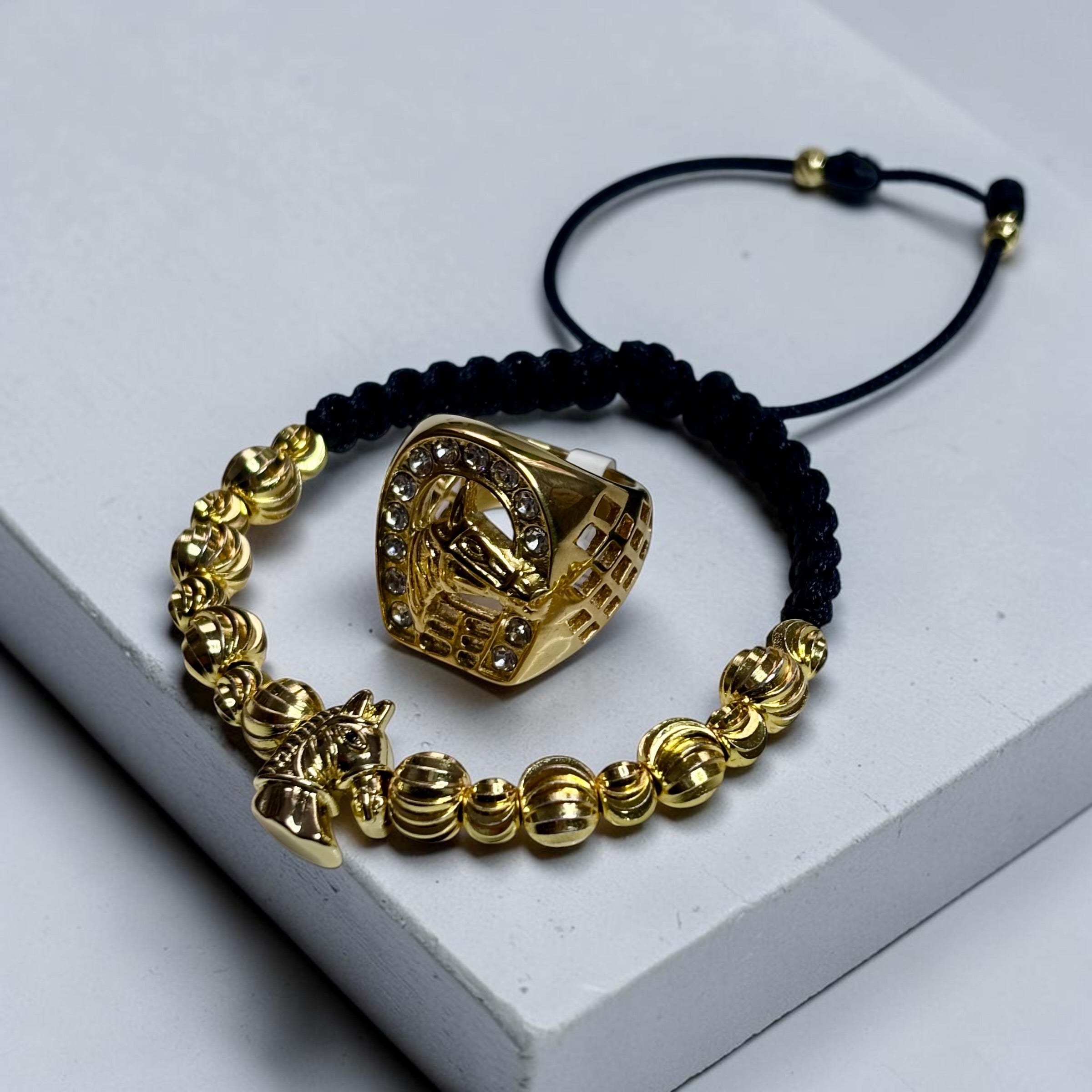 Combo Agropecuario 🐎 Anillo + Pulsera en Oro Laminado 18K