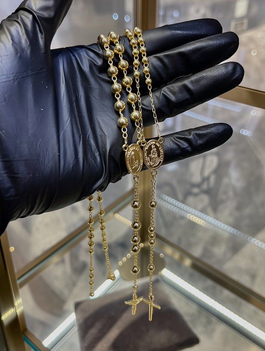 🙏 Camándula Virgen María con Dije de Cruz en Oro Laminado 18K ✨