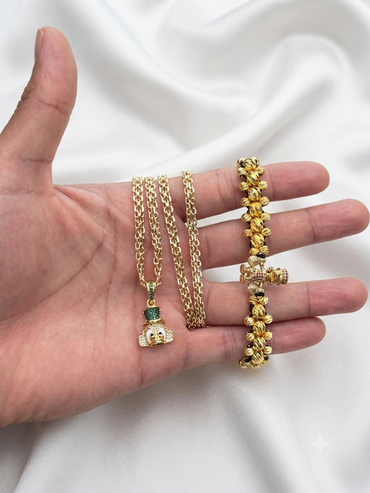 Cadena Chinesca (60cm 4mm) + Dije Tío Rico Mc Pato + Pulsera GRATIS