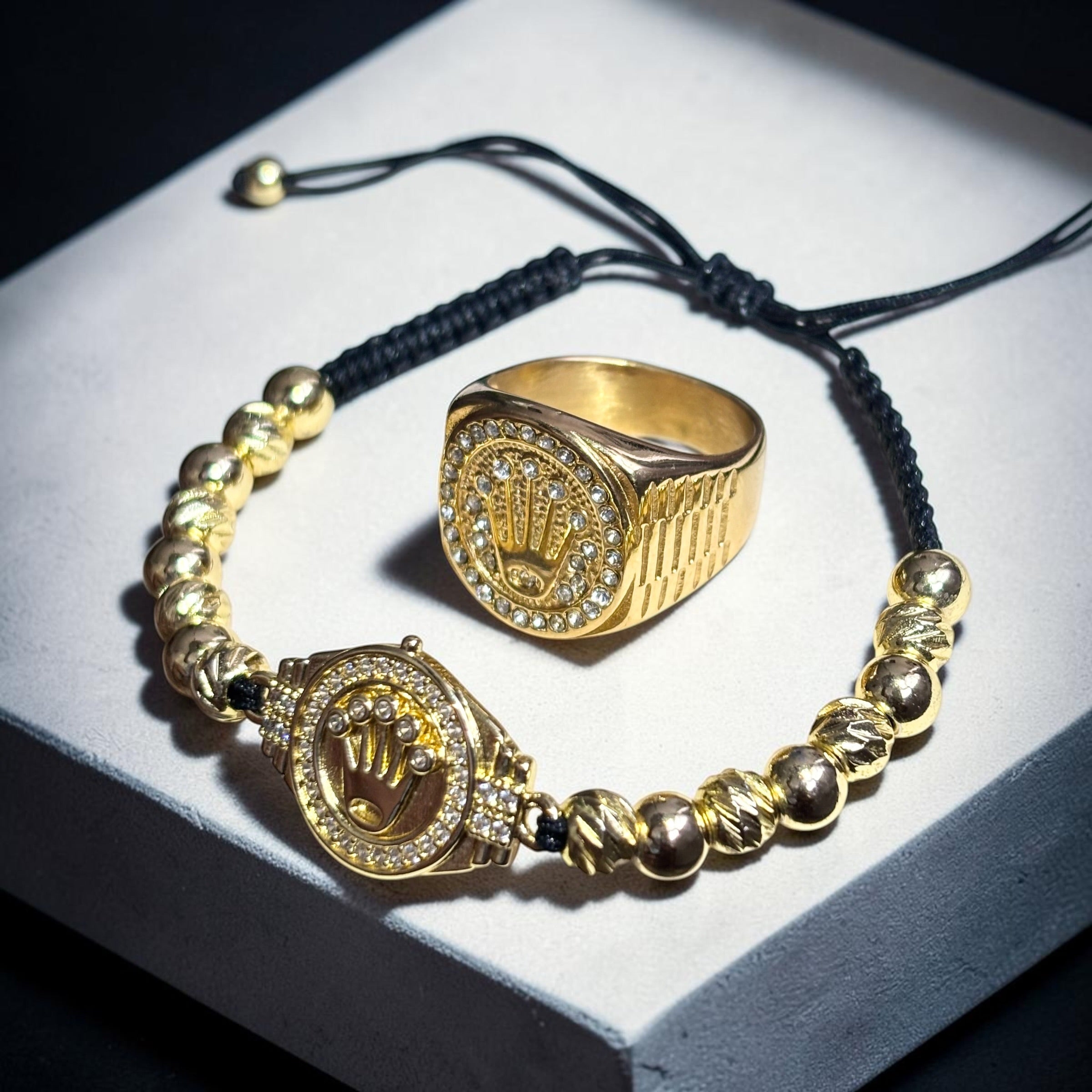 Set Rolex Premium 18K – Anillo + Pulsera en Oro Laminado