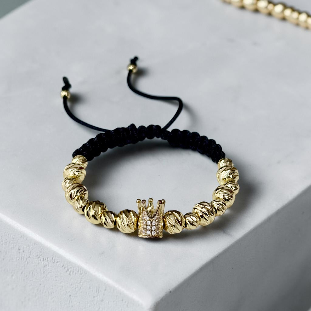 Pulsera Corona con Circonias Oro Laminado 18K