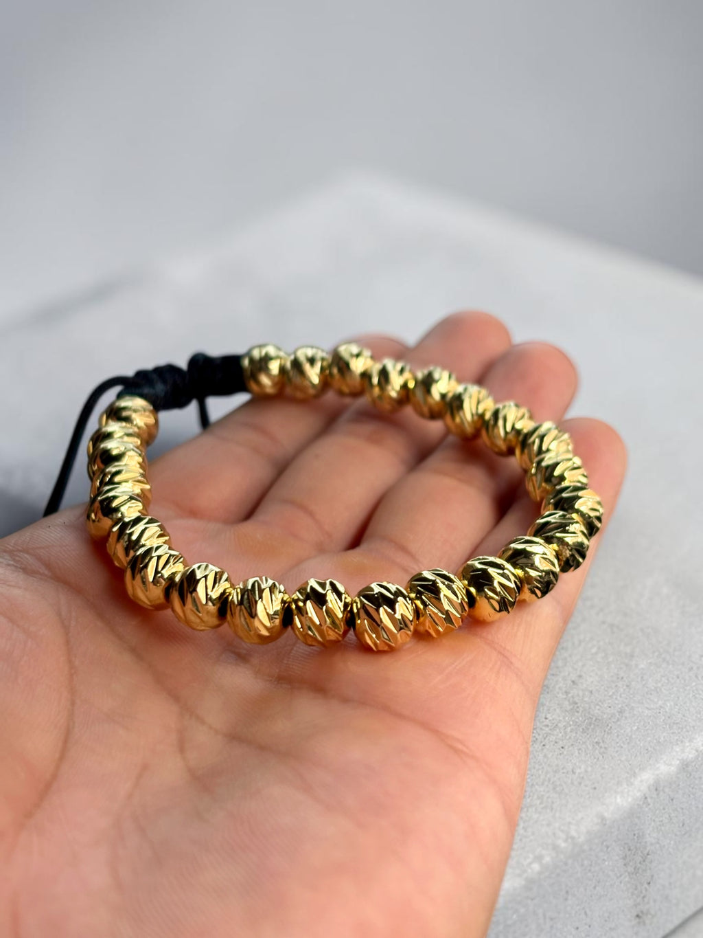 Pulsera Balines Diamantados 8mm y 6mm en Oro Laminado 18K