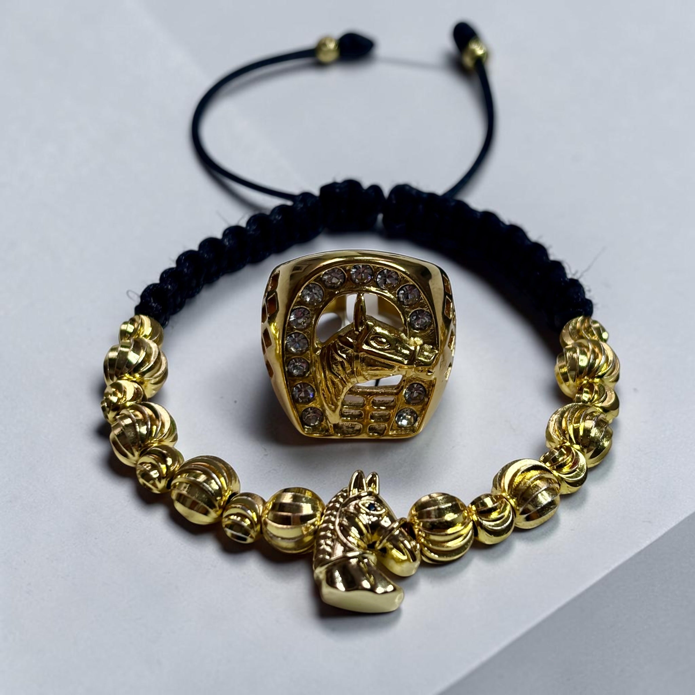 Combo Agropecuario 🐎 Anillo + Pulsera en Oro Laminado 18K